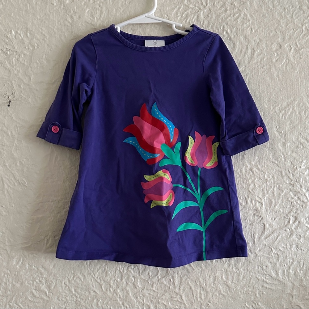 Hanna Andersson Big Bloom Slipover Dress Grape Juice 3 Toddler Girl Floral